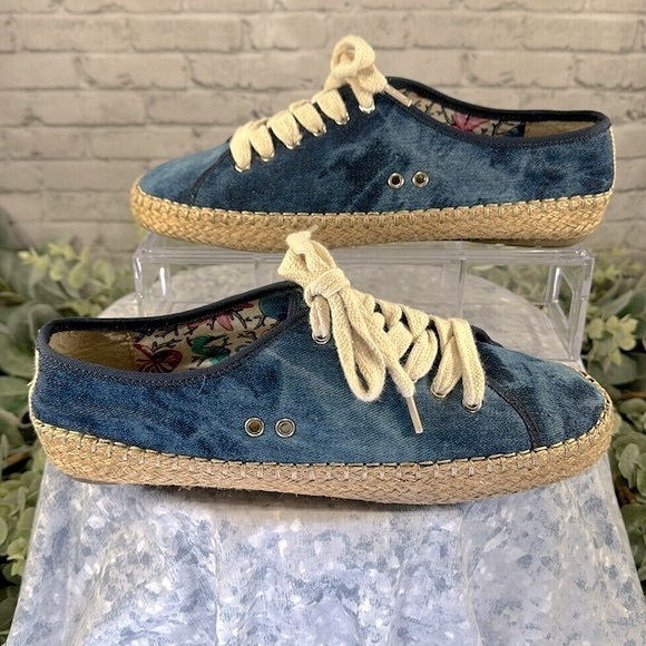 EMU Australia Blue Tie Dye Denim Lace-up Espadrille Sneakers WMS 9M💙EUC💙 - Picture 4 of 9